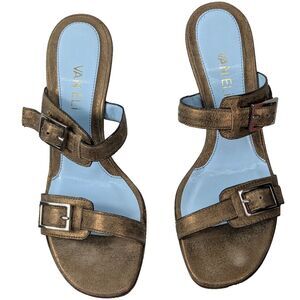 Vaneli Eildon Sandals Womens 6W Bronze Cipria Slides Adjustable‎ Buckle Mettalic